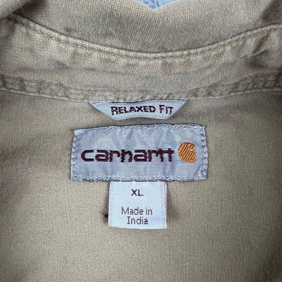 Carhartt Foreman Button Up shirt Mens Extra Large XL Tan Relaxed Fit Cotton - Picture 4 of 8